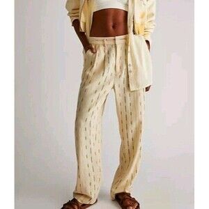 Free People Soft Spirit Trousers Pants Pockets Sand Combo Cream Women’s Size 4